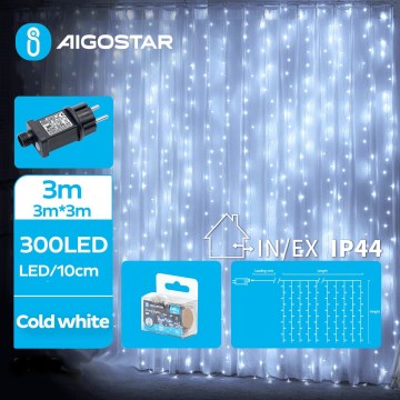Aigostar - LED Venkovní vánoční řetěz 300xLED/8 funkcí 6x3m IP44 studená bílá