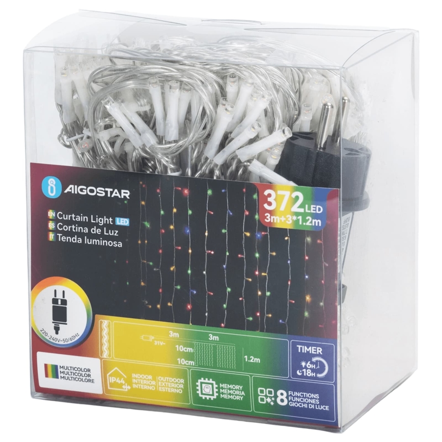 Aigostar - LED Venkovní vánoční řetěz 372xLED/8 funkcí 6x1,2m IP44 multicolor