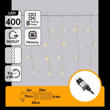 Aigostar - LED Venkovní vánoční řetěz 400xLED/8 funkcí 23x0,4m IP44 teplá bílá
