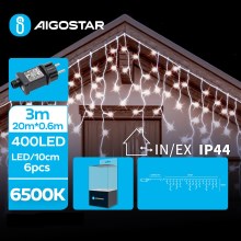 Aigostar - LED Venkovní vánoční řetěz 400xLED/8 funkcí 23x0,6m IP44 studená bílá