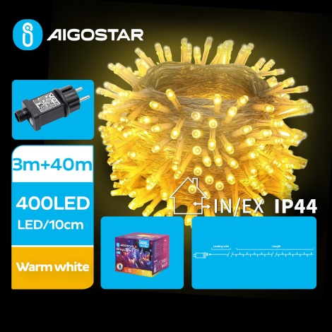 Aigostar - LED Venkovní vánoční řetěz 400xLED/8 funkcí 43m IP44 teplá bílá