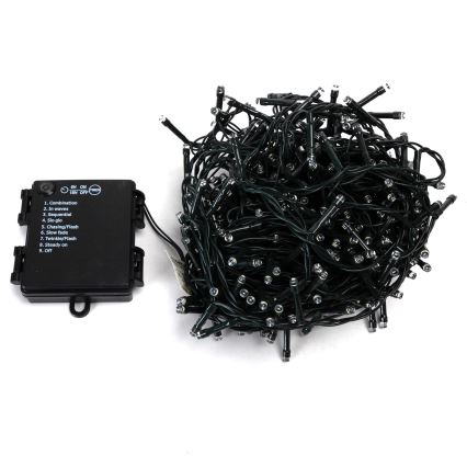 Aigostar - LED Venkovní vánoční řetěz 400xLED/8 funkcí 4xAA 20,3 m IP44 studená bílá