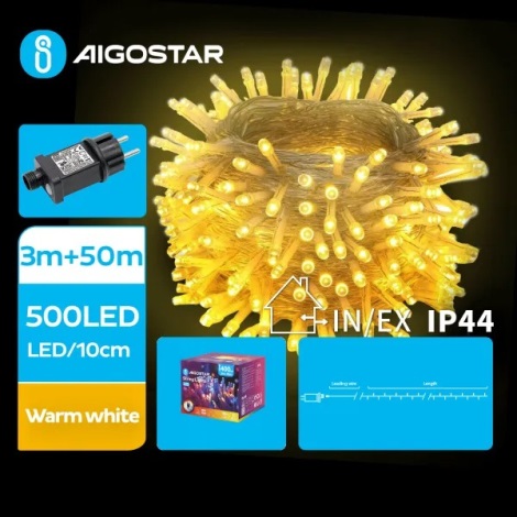 Aigostar - LED Venkovní vánoční řetěz 500xLED/8 funkcí 53m IP44 teplá bílá
