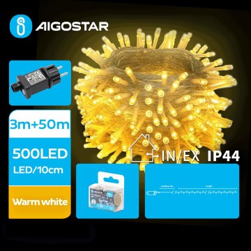Aigostar - LED Venkovní vánoční řetěz 500xLED/8 funkcí 53m IP44 teplá bílá