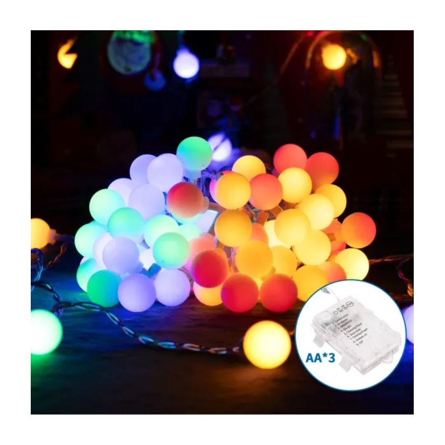 Aigostar - LED Venkovní vánoční řetěz 50xLED/3xAA/8 funkcí 5,3 m IP44 multicolor