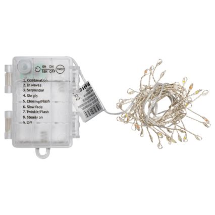 Aigostar - LED Venkovní vánoční řetěz 50xLED/8 funkcí 3xAA 1,8m IP44 multicolor