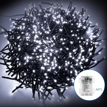 Aigostar -LED Venkovní vánoční řetěz 50xLED/8 funkcí 3xAA 5,3m IP44 studená bílá