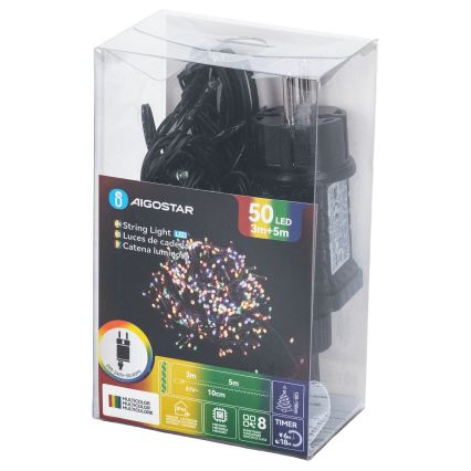 Aigostar - LED Venkovní vánoční řetěz 50xLED/8 funkcí 8m IP44 multicolor