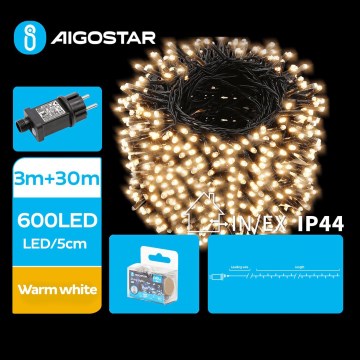 Aigostar - LED Venkovní vánoční řetěz 600xLED/8 funkcí 33m IP44 teplá bílá