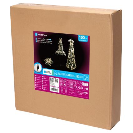 Aigostar - LED Venkovní vánoční strom 100xLED 1,5m IP44 bíl/zlatá studená bílá