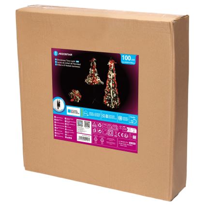 Aigostar - LED Venkovní vánoční strom 100xLED 1,5m IP44 červená studená bílá