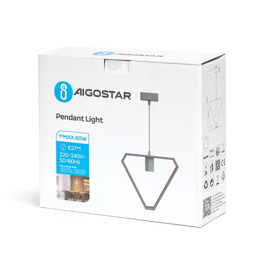 Aigostar - Lustr na lanku 1xE27/60W/230V béžová