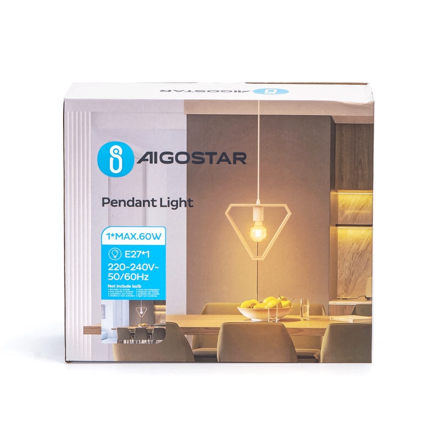 Aigostar - Lustr na lanku 1xE27/60W/230V béžová