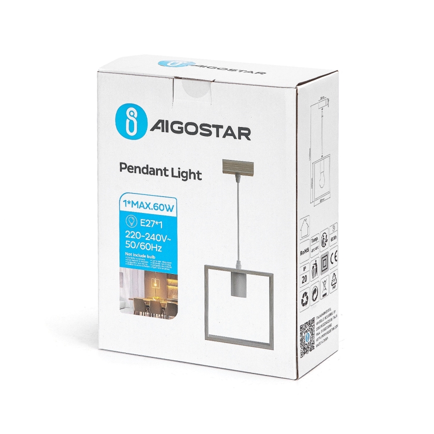 Aigostar - Lustr na lanku 1xE27/60W/230V béžová