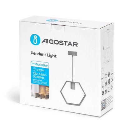 Aigostar - Lustr na lanku 1xE27/60W/230V béžová