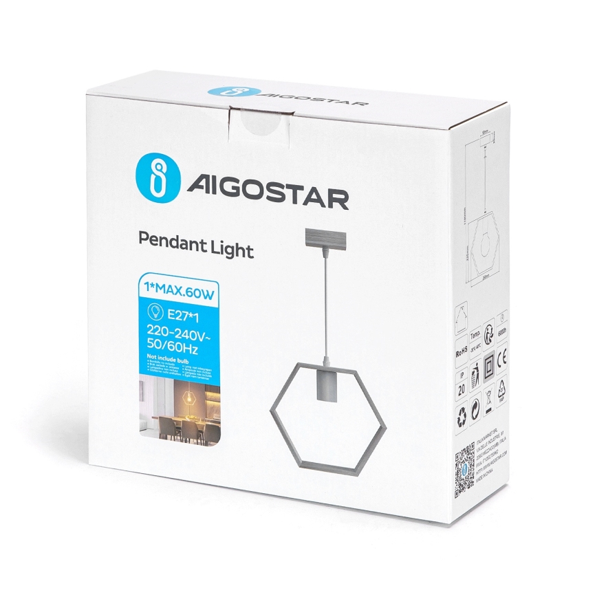 Aigostar - Lustr na lanku 1xE27/60W/230V béžová