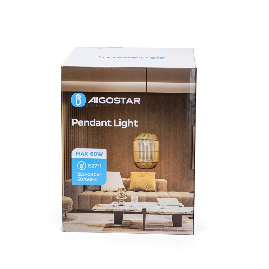 Aigostar - Lustr na lanku 1xE27/60W/230V béžová pr. 23 cm