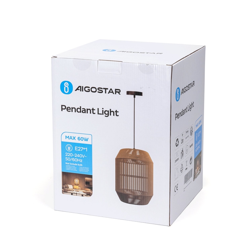 Aigostar - Lustr na lanku 1xE27/60W/230V béžová pr. 23 cm
