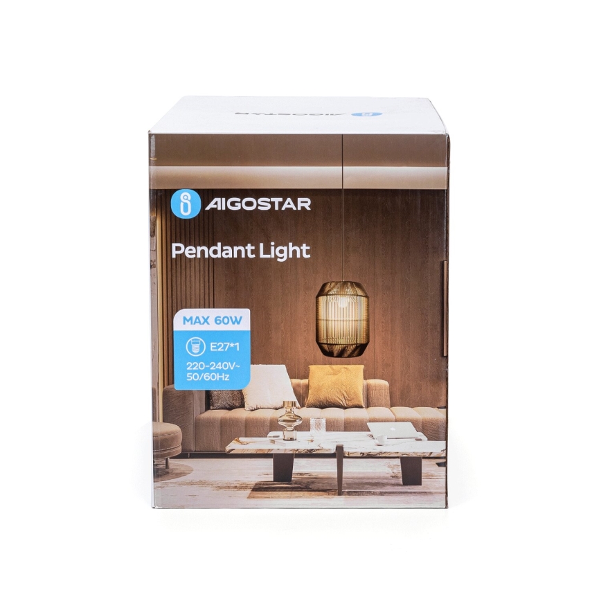 Aigostar - Lustr na lanku 1xE27/60W/230V černá