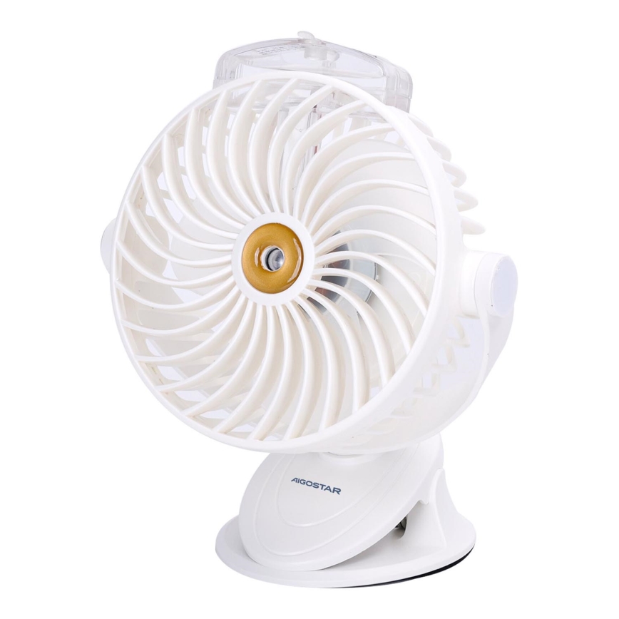 Aigostar - Nabíjecí kapesní ventilátor 2W/5V 2400mAh USB bílá