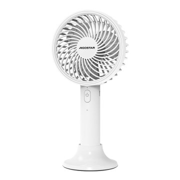 Aigostar - Nabíjecí kapesní ventilátor 3W/5V 1500mAh USB bílá