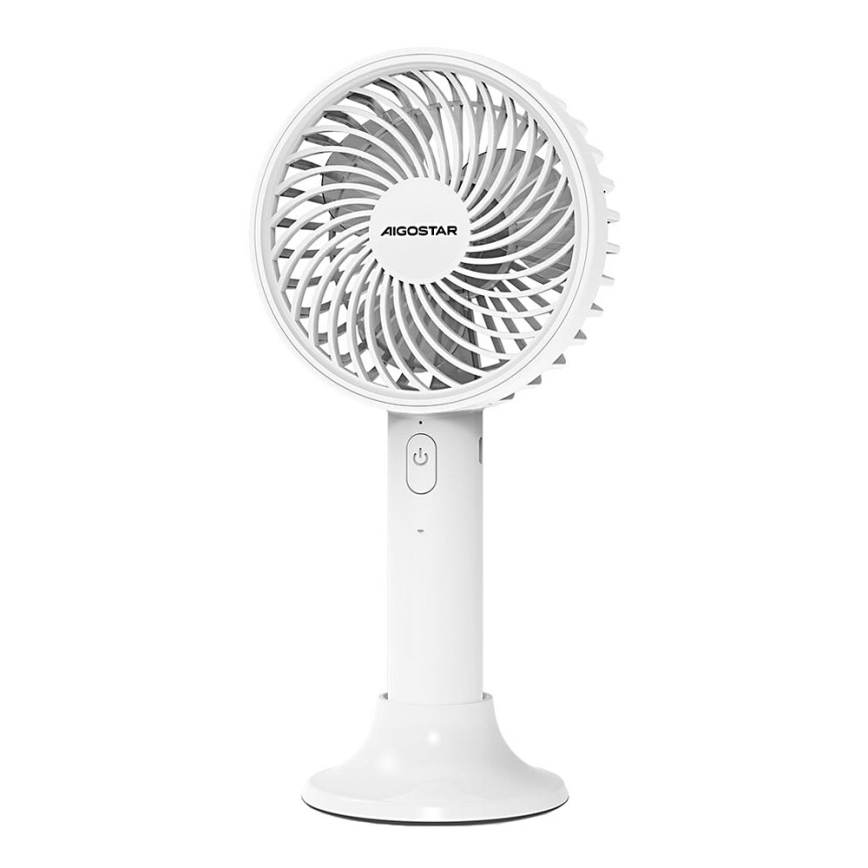 Aigostar - Nabíjecí kapesní ventilátor 3W/5V 1500mAh USB bílá