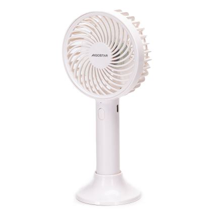 Aigostar - Nabíjecí kapesní ventilátor 3W/5V 1500mAh USB bílá