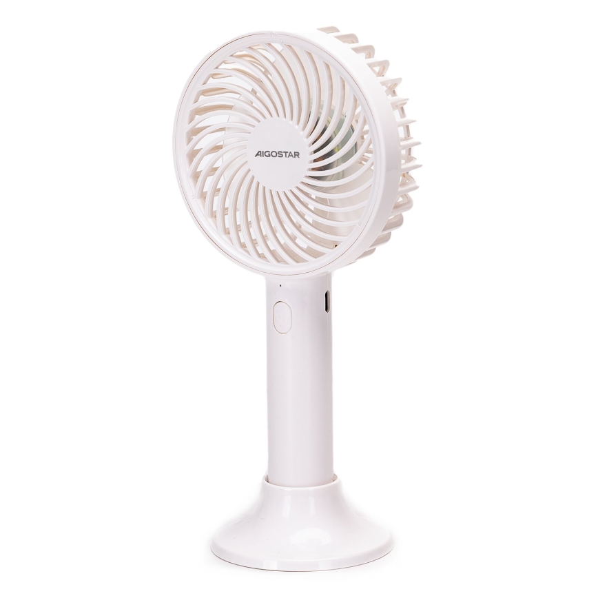Aigostar - Nabíjecí kapesní ventilátor 3W/5V 1500mAh USB bílá