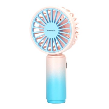 Aigostar - Nabíjecí kapesní ventilátor 3W/5V 500mAh USB růžová/modrá