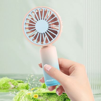 Aigostar - Nabíjecí kapesní ventilátor 3W/5V 500mAh USB růžová/modrá