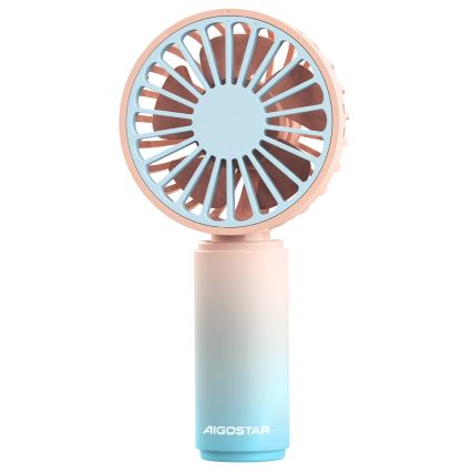 Aigostar - Nabíjecí kapesní ventilátor 3W/5V 500mAh USB růžová/modrá