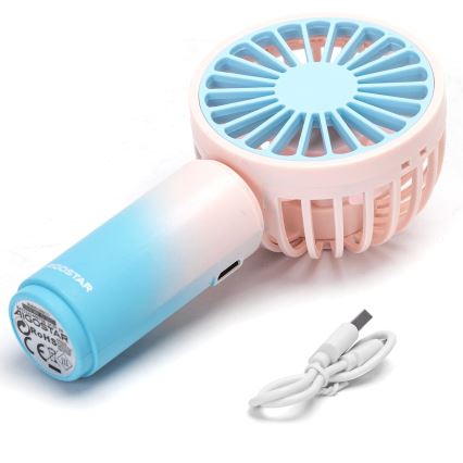 Aigostar - Nabíjecí kapesní ventilátor 3W/5V 500mAh USB růžová/modrá