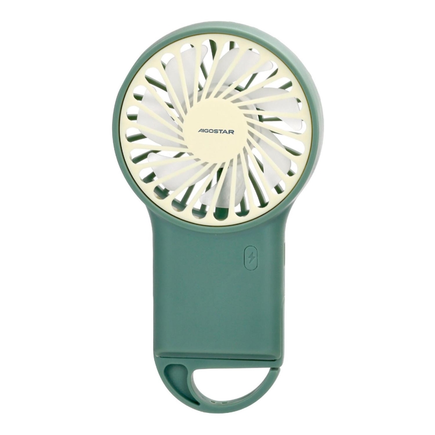 Aigostar - Nabíjecí kapesní ventilátor 4W/5V 500mAh USB zelená