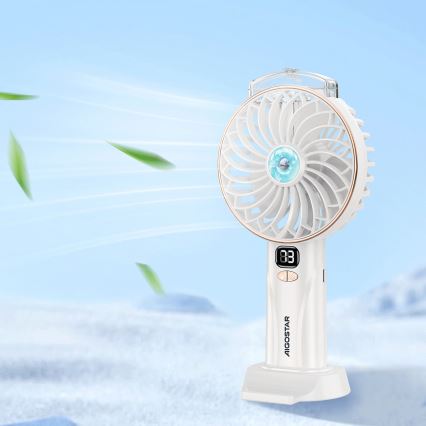 Aigostar - Nabíjecí kapesní ventilátor 5W/5V 2400mAh USB bílá