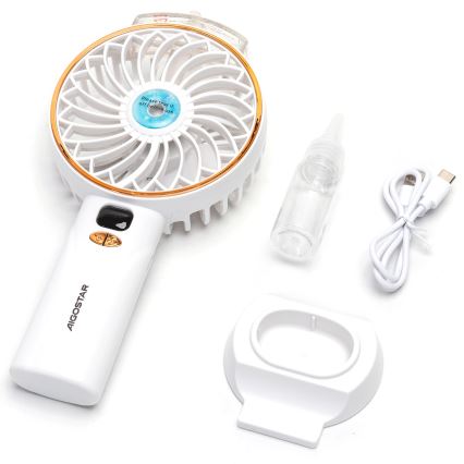 Aigostar - Nabíjecí kapesní ventilátor 5W/5V 2400mAh USB bílá