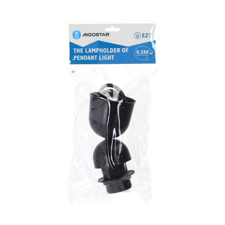 Aigostar - Napájecí kabel 1xE27/60W/250V černá