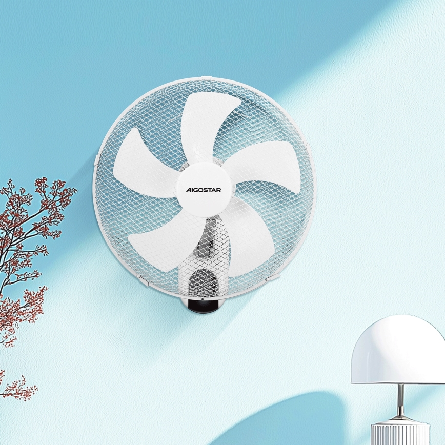 Aigostar -  Nástěnný ventilátor 45W/230V bílá + dálkové ovládání