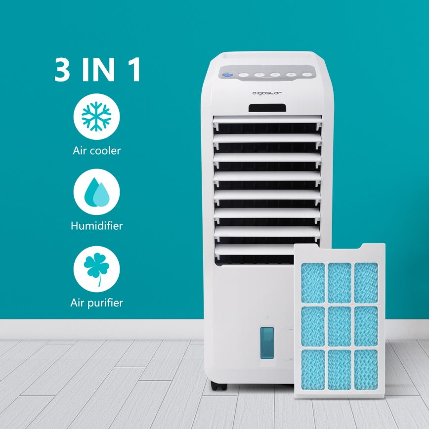 Aigostar - Ochlazovač vzduchu 55W/230V bílá + dálkové ovládání