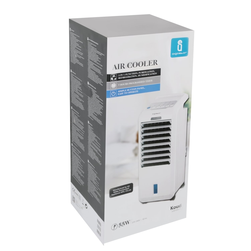 Aigostar - Ochlazovač vzduchu 55W/230V bílá + dálkové ovládání