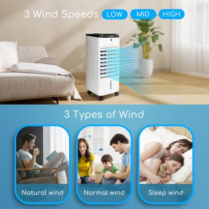 Aigostar - Ochlazovač vzduchu 60W/230V bílá/černá + dálkové ovládání