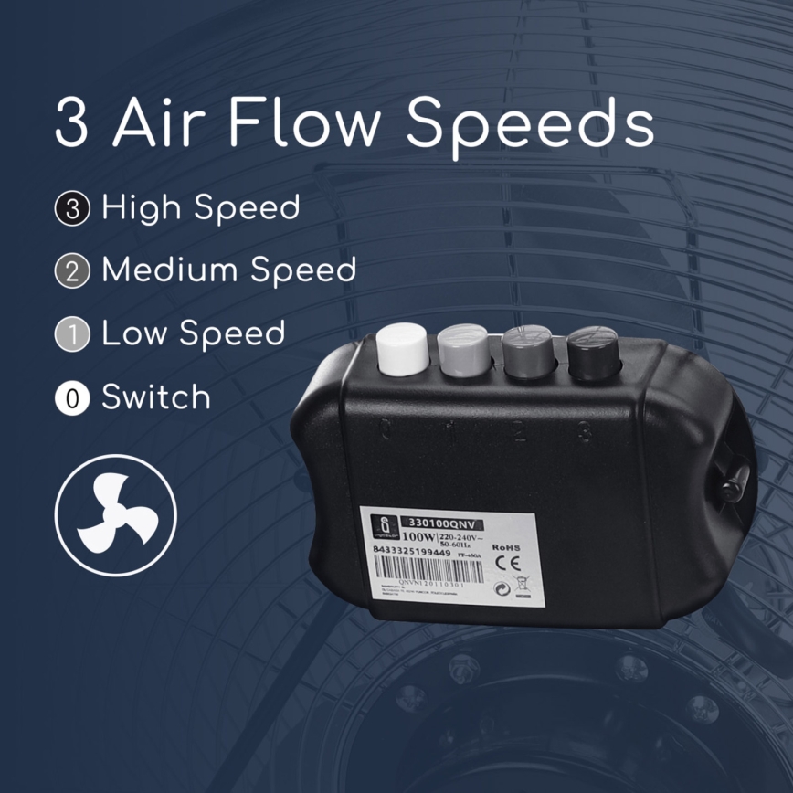 Aigostar - Podlahový ventilátor 100W/230V 51 cm lesklý chrom