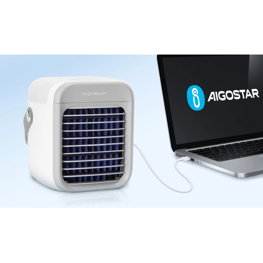 Aigostar - Přenosný ochlazovač vzduchu 8W/5V bílá