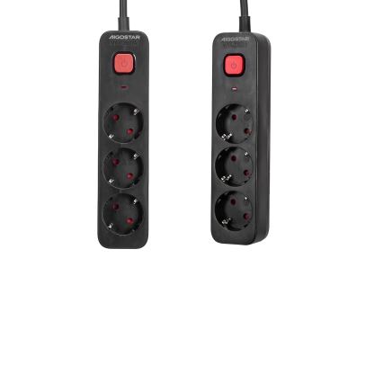 Aigostar - Prodlužovací kabel s vypínačem 3Z Typ F 1,5m SCHUKO černá