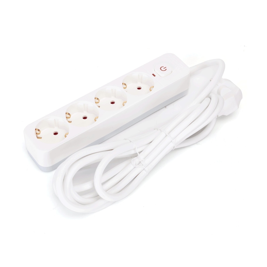 Aigostar - Prodlužovací kabel s vypínačem 4Z Typ F 3m SCHUKO bílá