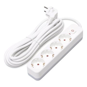 Aigostar - Prodlužovací kabel s vypínačem 4Z Typ F 5m SCHUKO bílá