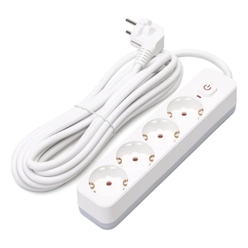 Aigostar - Prodlužovací kabel s vypínačem 4Z Typ F 5m SCHUKO bílá