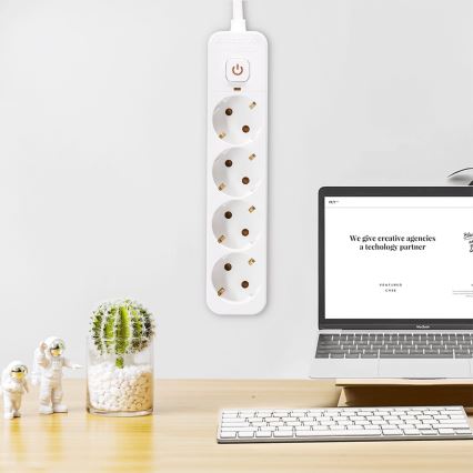 Aigostar - Prodlužovací kabel s vypínačem 4Z Typ F 5m SCHUKO bílá