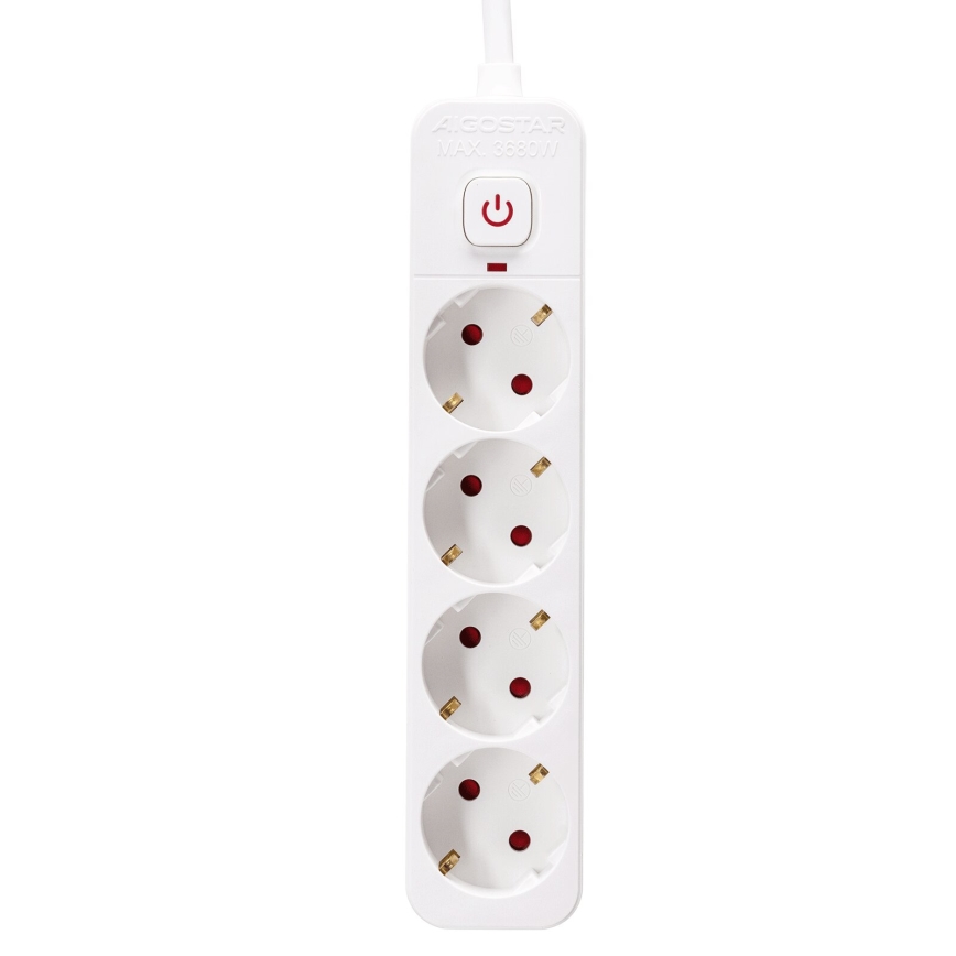 Aigostar - Prodlužovací kabel s vypínačem 4Z Typ F 5m SCHUKO bílá