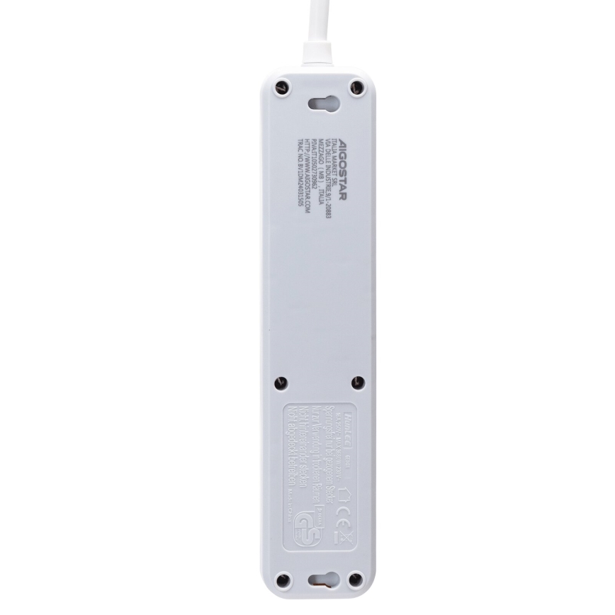 Aigostar - Prodlužovací kabel s vypínačem 4Z Typ F 5m SCHUKO bílá
