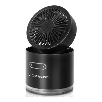 Aigostar - RGB Bezdrátový mini stolní ventilátor s mlhovým efektem MIST 10W/5V černá